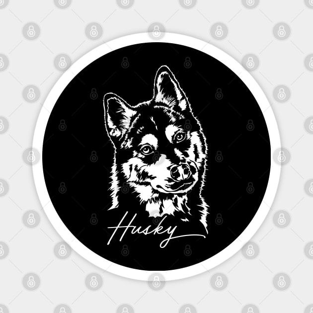 Funny Proud Siberian Husky dog portrait sled dog mom Magnet by wilsigns